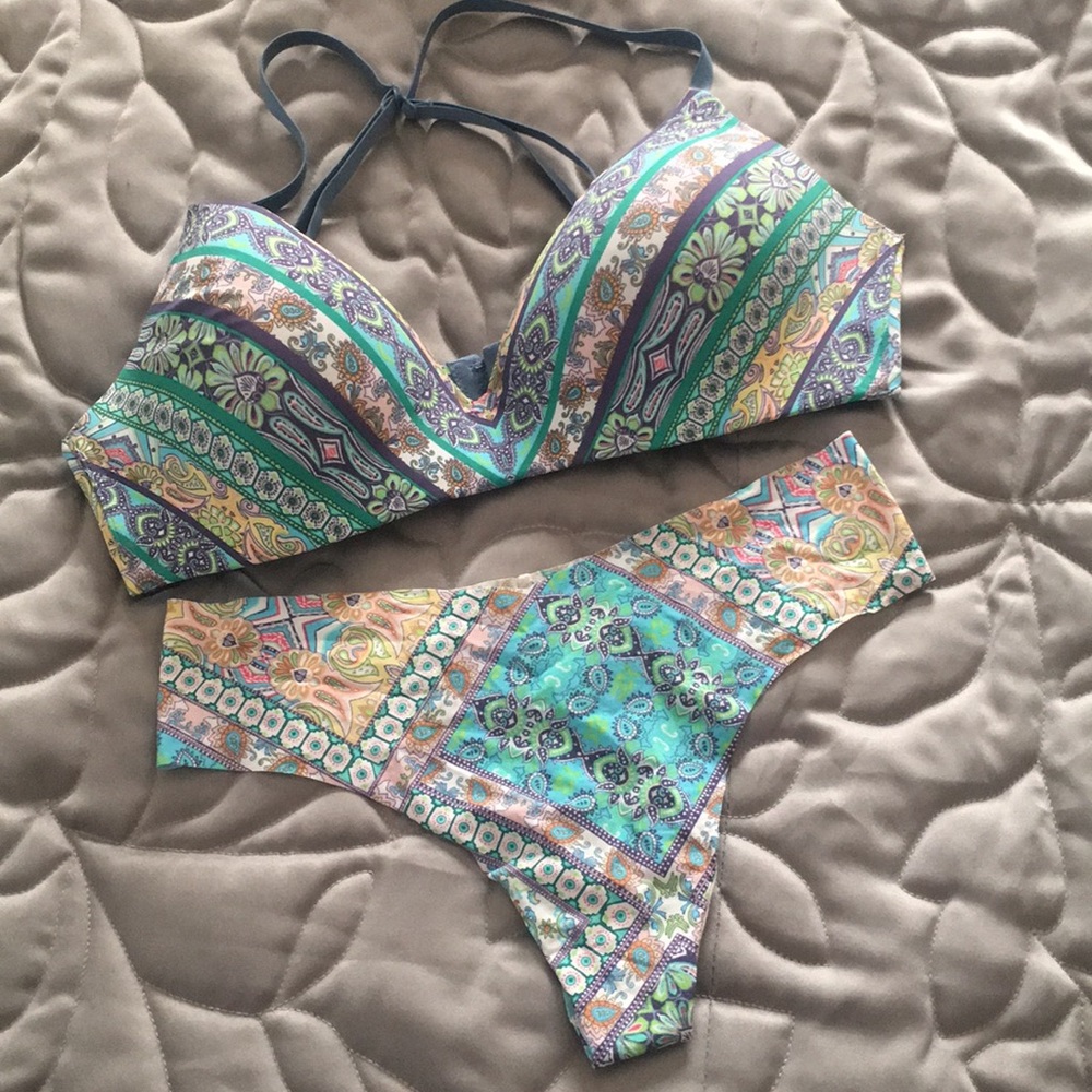 Paisley Print Everyday Bra - Teal & Yellow